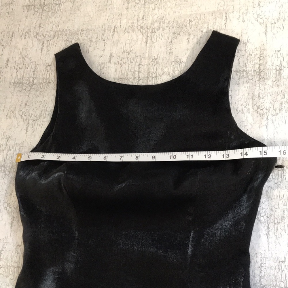 Vintage Black / Charcoal Silver Metallic Maxi Dress; Shimmery; Cutout Back; Sz 2 - Picture 13 of 16